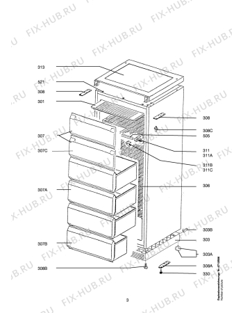 Взрыв-схема холодильника Aeg ARC2749-4GS - Схема узла Housing 001